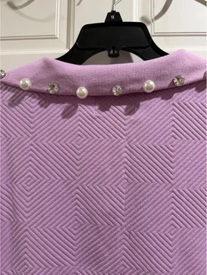 Simply Southern Lavender Half-Zip Pullover with Pearl and Rhinestone Collar, L thumbnail 5