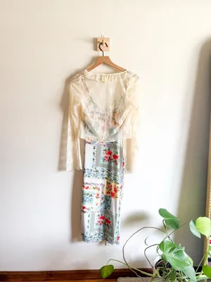 Thirty / Thirty Patchwork Print Dress with Lace Shawl Size S thumbnail 7