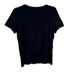 Ekouaer Black Short Sleeve Soft Stretchy Rayon "Pajamas‎ all day" Top Size M thumbnail 2