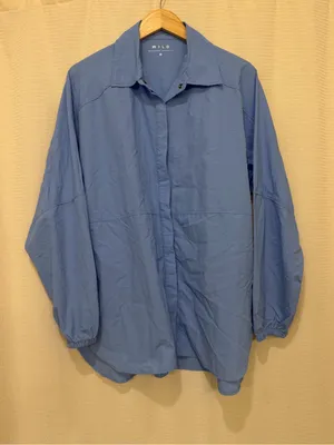 WILO Parachute Shirt Blue Size Medium Lightweight Oversized Button Front NWT thumbnail 1