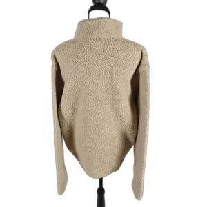 Women's Old Navy Sherpa Fleece Quarter Zip Pullover Cream Size Medium NWT thumbnail 2
