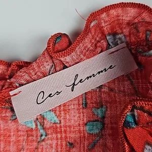 Ces Femme Women's Red Floral Cotton Ruffle Sleeveless Mini‎ Dress Size Medium thumbnail 4