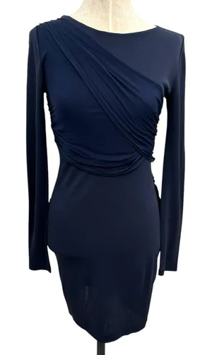 Alice + Olivia x‎ Scoop Goddess Dress Bodycon Ruched Mesh Navy Blue Size XS 0 thumbnail 1