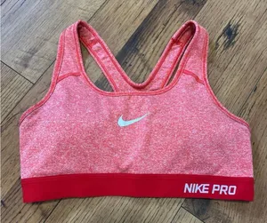 Nike Pro Women's Heathered Coral Sports Bra Size Small thumbnail 1