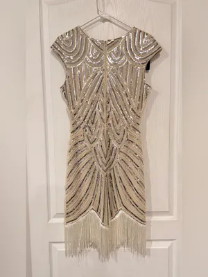 NWT Vijiv Flapper Dress Silver Size M thumbnail 7