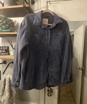 Stoosh Corduroy Button-Up Jacket - Navy Blue thumbnail 1