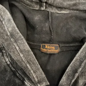Rising International Hoodie L Grey Owl‎ Appliqué Acid Wash Boho Hippie Zip Up thumbnail 4