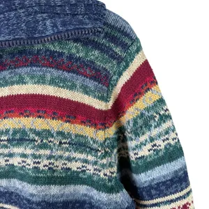 Vintage Tiara Int'l Striped Fair Isle Southwest Colors Zip Cardigan Sweater XL thumbnail 4