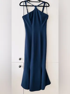 Dress the Population Navy Blue Halter Midi Dress Size Small Fit & Flare thumbnail 5