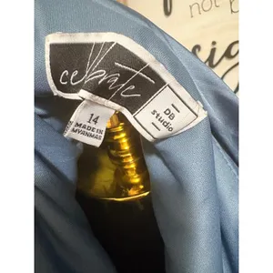 DB‎ Studio Celebrate Blue Satin Cowl Back Flutter Sleeve Maxi Dress 14 thumbnail 5