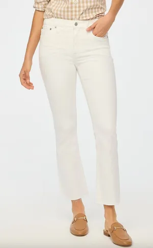J.Crew Flare Crop White Jean Signature Stretch Denim Mid Rise Womens US 28 thumbnail 1