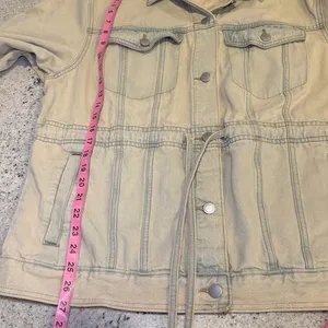 Universal‎ Thread Denim Utility Jacket Beige Sand Drawstring Waist Coat Womens M thumbnail 6
