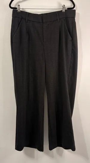 Democracy Dark Gray Plaid Wide Leg Dress Pants Sz 14W thumbnail 1