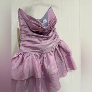 A-line Strapless Cutout Ruffle Taffeta Homecoming Dress with Pleats thumbnail 6