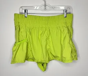 Free People FP Movement Women's Size Large High Rise Smocked Brief Lined Shorts thumbnail 1
