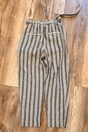 Madewell Striped Paper Bag Linen Blend Waist Pants thumbnail 2