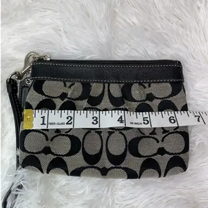 COACH Black Gray Signature Canvas Wristlet thumbnail 6