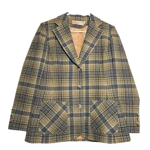 Vintage Pendleton Blazer Pure Wool 70s 3-Button Front Notch Lapel Plaid Gray 8 thumbnail 2