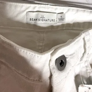 L.L. bean signature mid rise flare jeans in white denim thumbnail 4