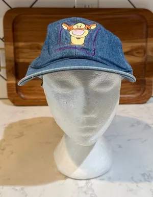vintage 90s Disney Winnie the Pooh "Tigger" Denim Baseball Cap OS vacation thumbnail 1