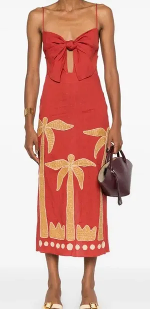 Johanna Ortiz Calm Wind midi‎ dress embroidered size 4 linen thumbnail 1