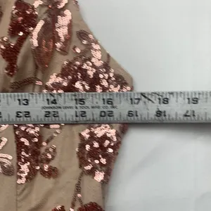 Lulu's size XL Rose Gold Sequin Floral Embroidered Mesh Fabric maxi mermaid ball thumbnail 4