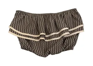 Ruffled Brown Polka Dot Crop Top Size Women's XS thumbnail 1