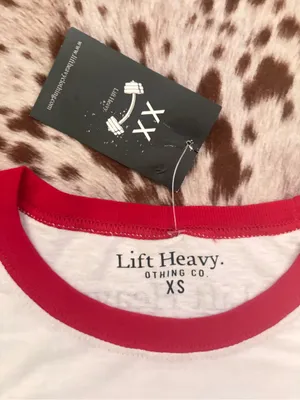 Lift Heavy White & Red Ringer Crop Tee‎ thumbnail 2