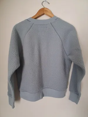 Everlane Women's Crewneck Sherpa Sweatshirt Blue Grey M thumbnail 6