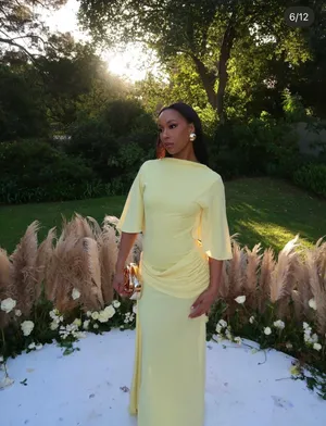Zara Elegant Butter Yellow Gown - Floor-Length Formal Dress thumbnail 5