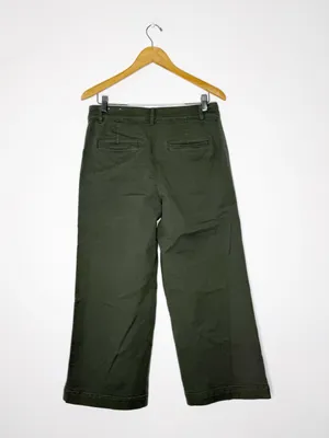 LOFT The Palmer Wide Leg Pants Women’s Size 6 Green Cropped Utility thumbnail 2