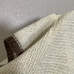 Listicle‎ Cream Brown Knit Casual Boho Chic Oversized Slouchy Short Sleeve Top L thumbnail 5