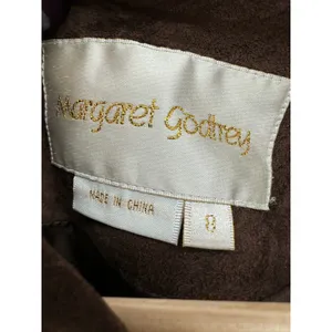 Margaret Godfrey Brown Genuine Leather Suede Floral Applique Zip Jacket Size 8 thumbnail 7