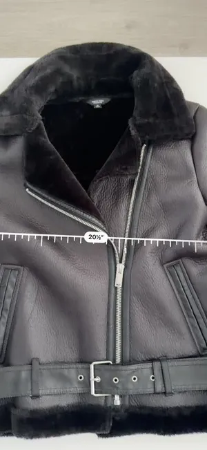 Simply Vera Wang Black Faux Leather & Faux Fur Bomber Aviator Jacket thumbnail 12