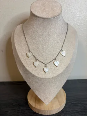 Handmade Silver Mother Of Pearl Heart Charm Necklace thumbnail 2
