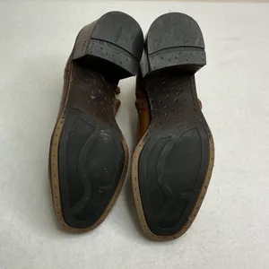 Franco Sarto Kessa Brown‎ Leather Side Zip Block Heel Ankle Boots Women 7.5 thumbnail 5