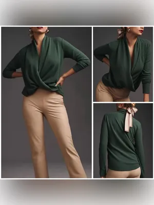 NWOT Daily Practice by Anthropologie Cross-Front Top - green - XS thumbnail 2
