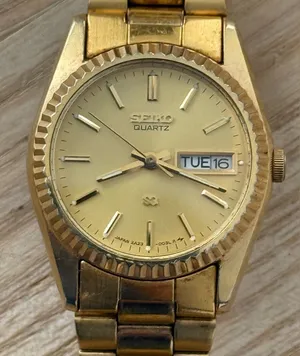 Seiko SQ Presidential Gold Plated Ladies Watch Gold Dial Hands Markers Day Date thumbnail 1