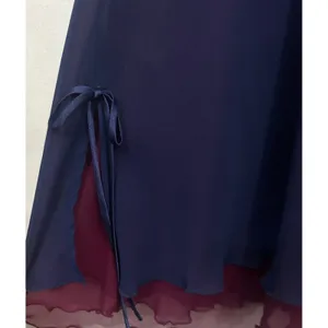 Vintage Fredericks Hollywood Slip Dress S Navy Burgundy Chiffon 90s Y2K Sheer thumbnail 6