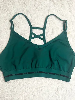 VS PINK Active Green & Black Ultimate Strappy Back Sports Bra Size Small thumbnail 15