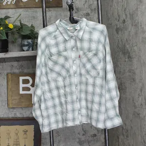 NWT Levis Harrison Cotton Long Bebe Plaid Button Up Shirt Dark Forest Green 1X thumbnail 2