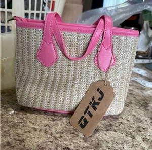 Pink and Cream Woven Mini Bag thumbnail 1