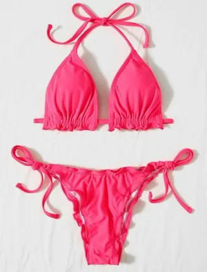Neon pink ruffle bikini Size M thumbnail 4