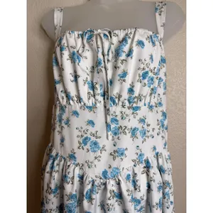 Scarlet Darkness Womens L White Blue Floral Milkmaid Dress Fairy Cottagecore‎ thumbnail 2