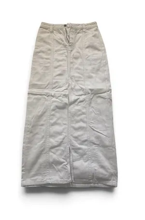 Vici Front Slit Cream Denim Maxi Skirt thumbnail 1