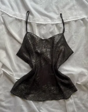 Vintage Sitting Pretty Black Metallic Crackle Cami thumbnail 1