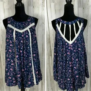 Entro Open Caged Back Floral Dress Swing Anthro v6x thumbnail 2
