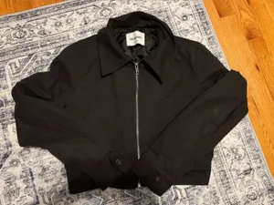 ZARA Black Cotton Cropped Jacket XS/S thumbnail 1