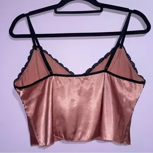 Unbranded Pink Silky Lace Trim Cami Top Women Size S Babydoll Crop Y2K Romantic thumbnail 3