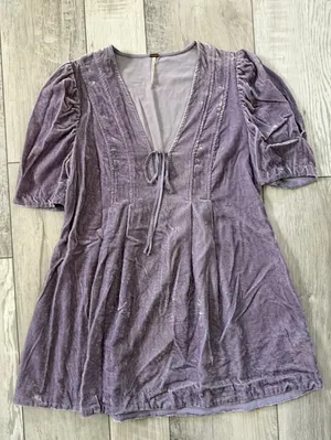 Free people Adele Velvet Tunic Blouse violet/purple size small thumbnail 7